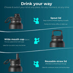 Stainless Steel Drink Bottle – Black – 32oz or 950ml Insulated Bottle-2