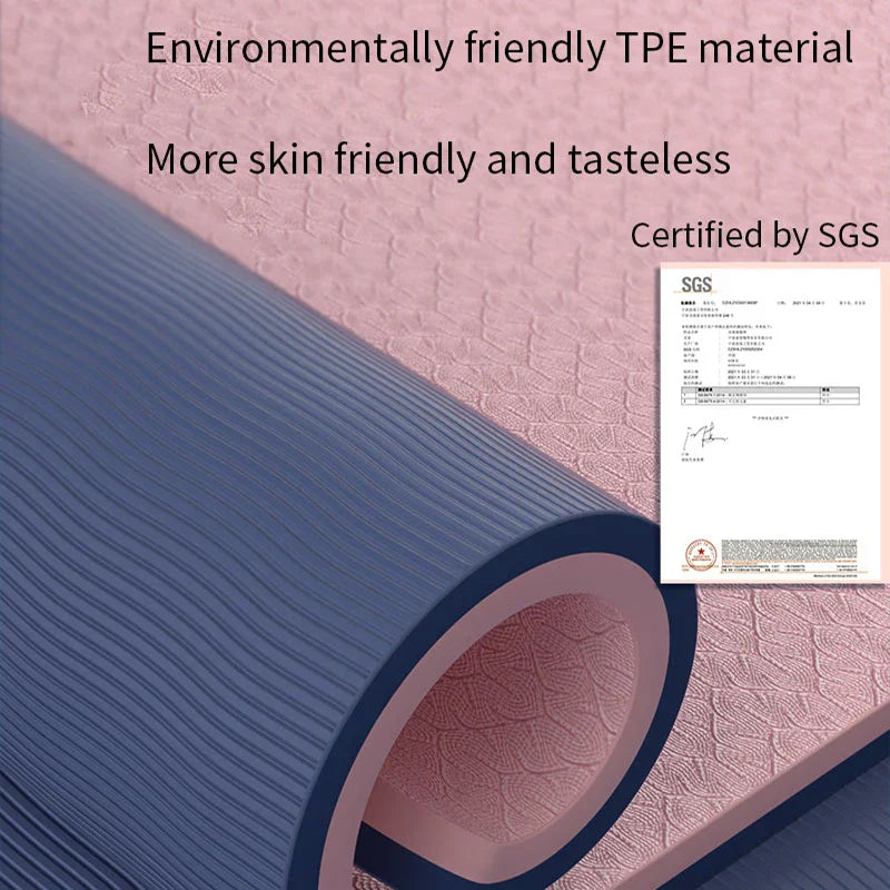 Double‑Sided Non‑Slip TPE Yoga Mat with Strap – Pink-4